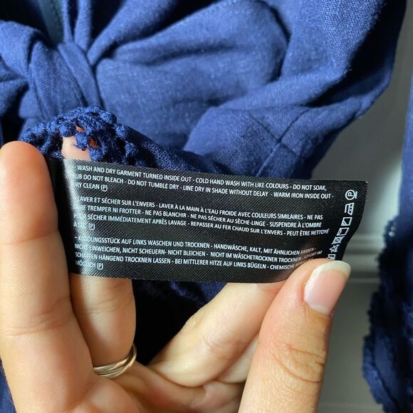 Finders Keepers | Limoncello Tie-Front Flared Sleeve Playsuit Romper Navy Sz 6 - Picture 13 of 13